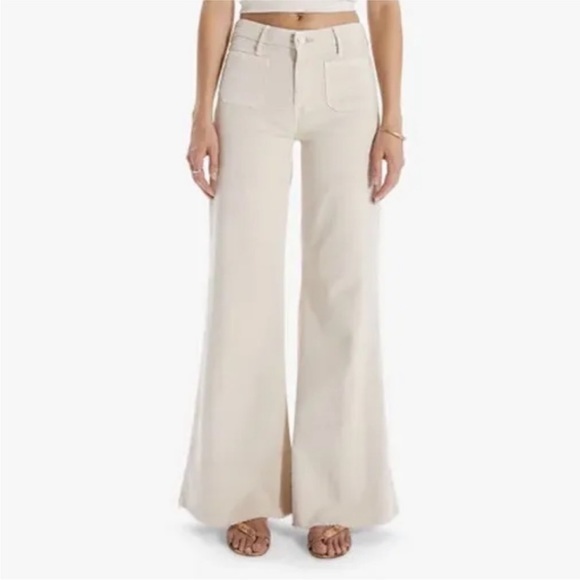 MOTHER Denim - MOTHER Wide Leg Flare Jeans in Cream